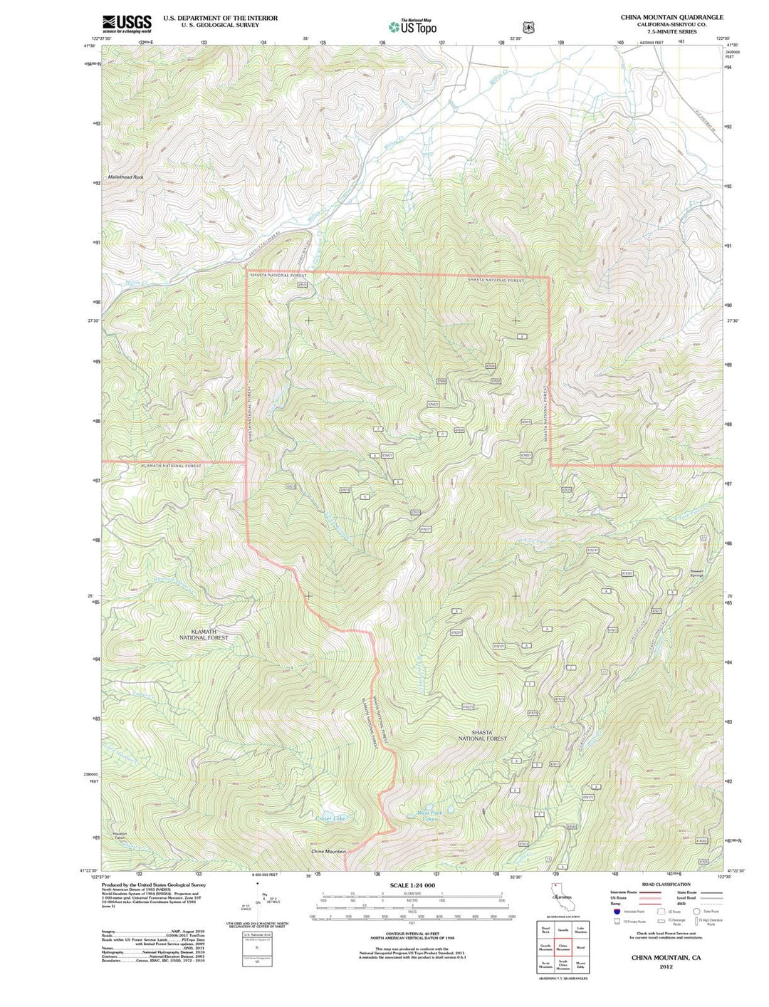 2012 China Mountain, CA - California - USGS Topographic Map