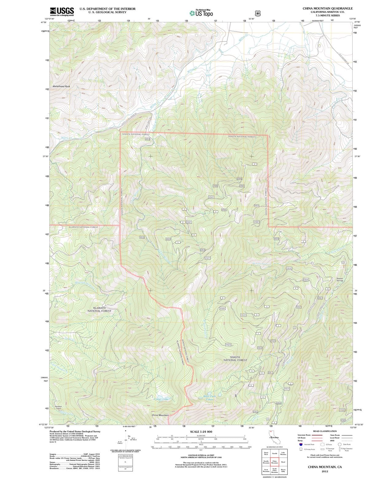 2012 China Mountain, CA - California - USGS Topographic Map