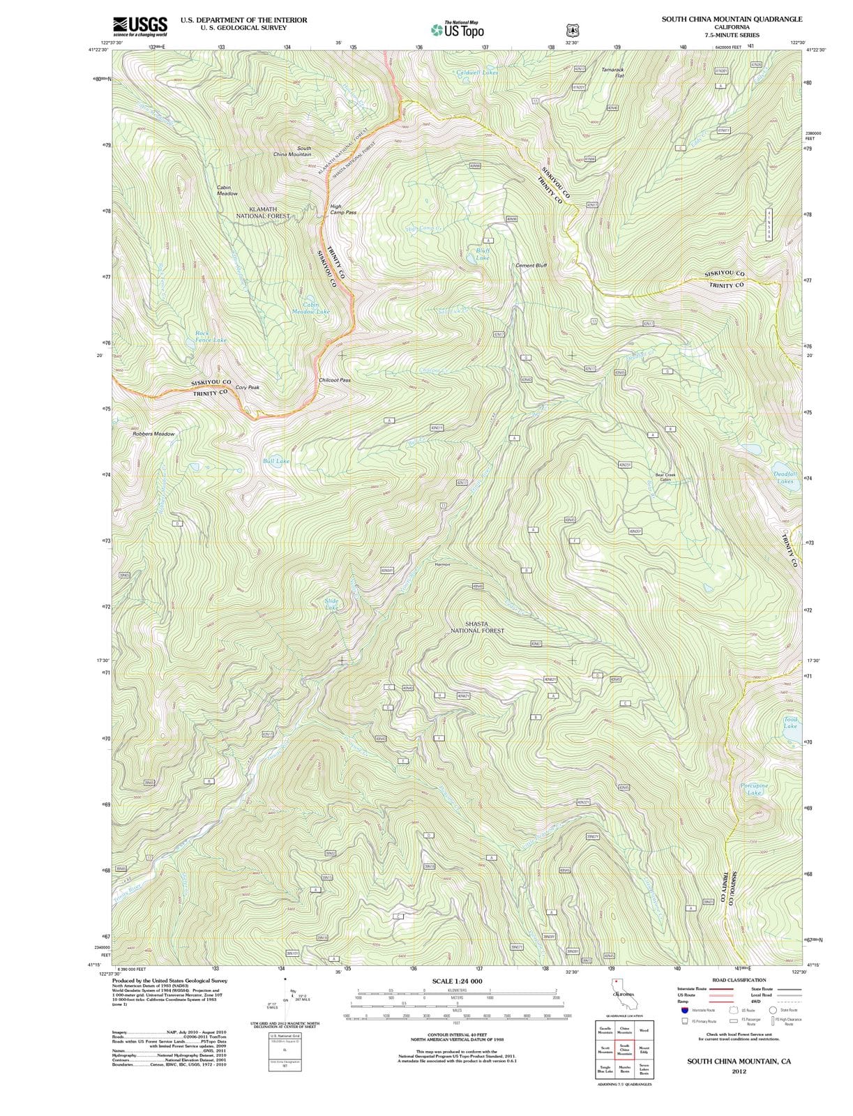 2012 South China Mountain, CA - California - USGS Topographic Map