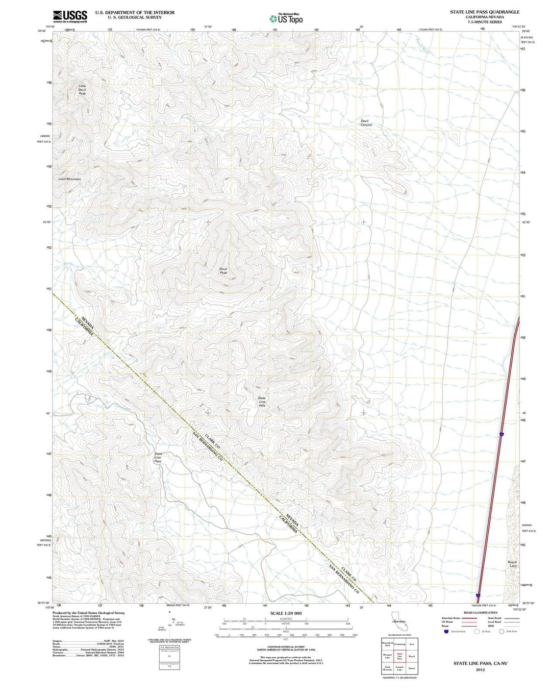 2012 State Line Pass, CA - California - USGS Topographic Map