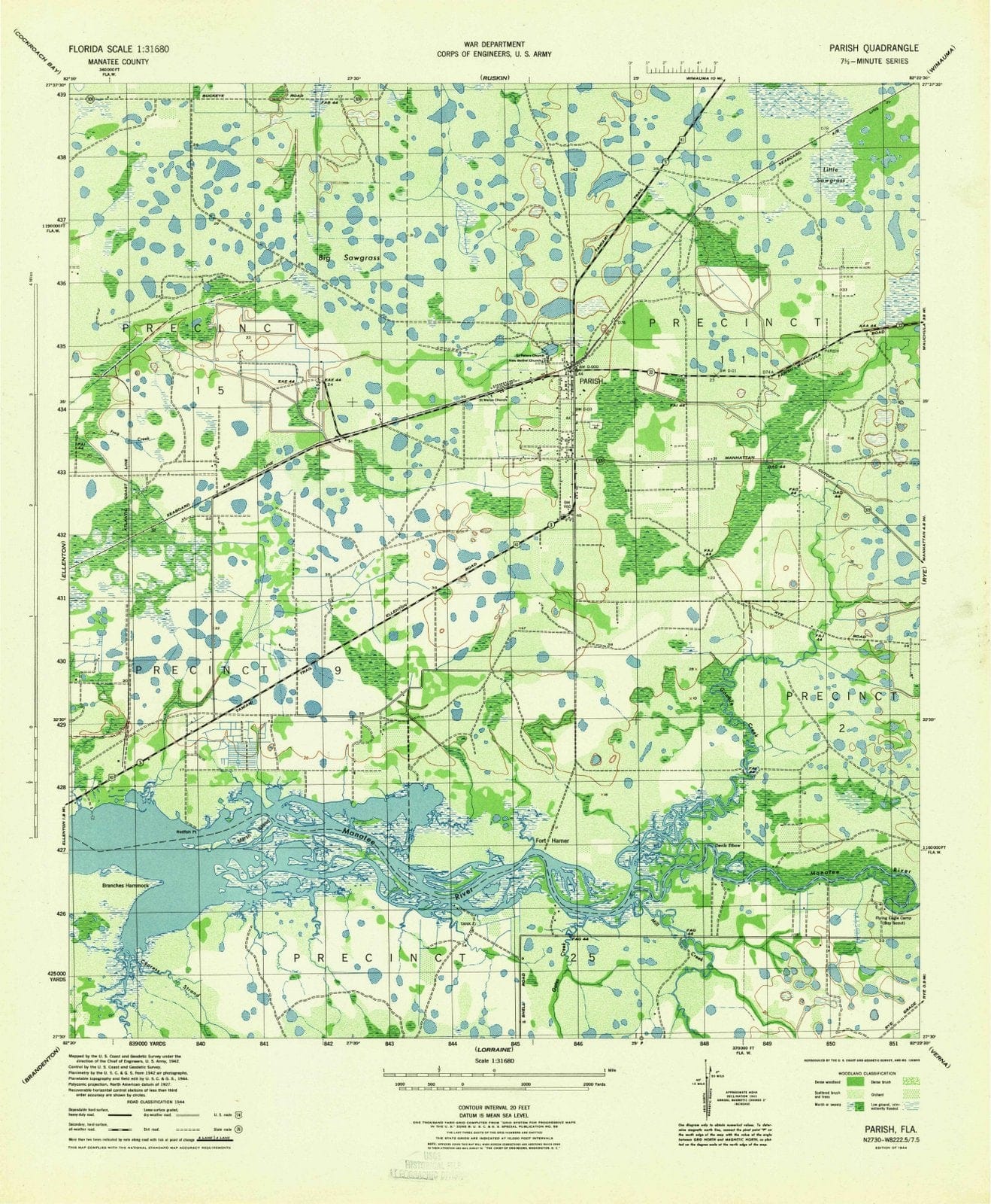 1944 Parish, FL - Florida - USGS Topographic Map