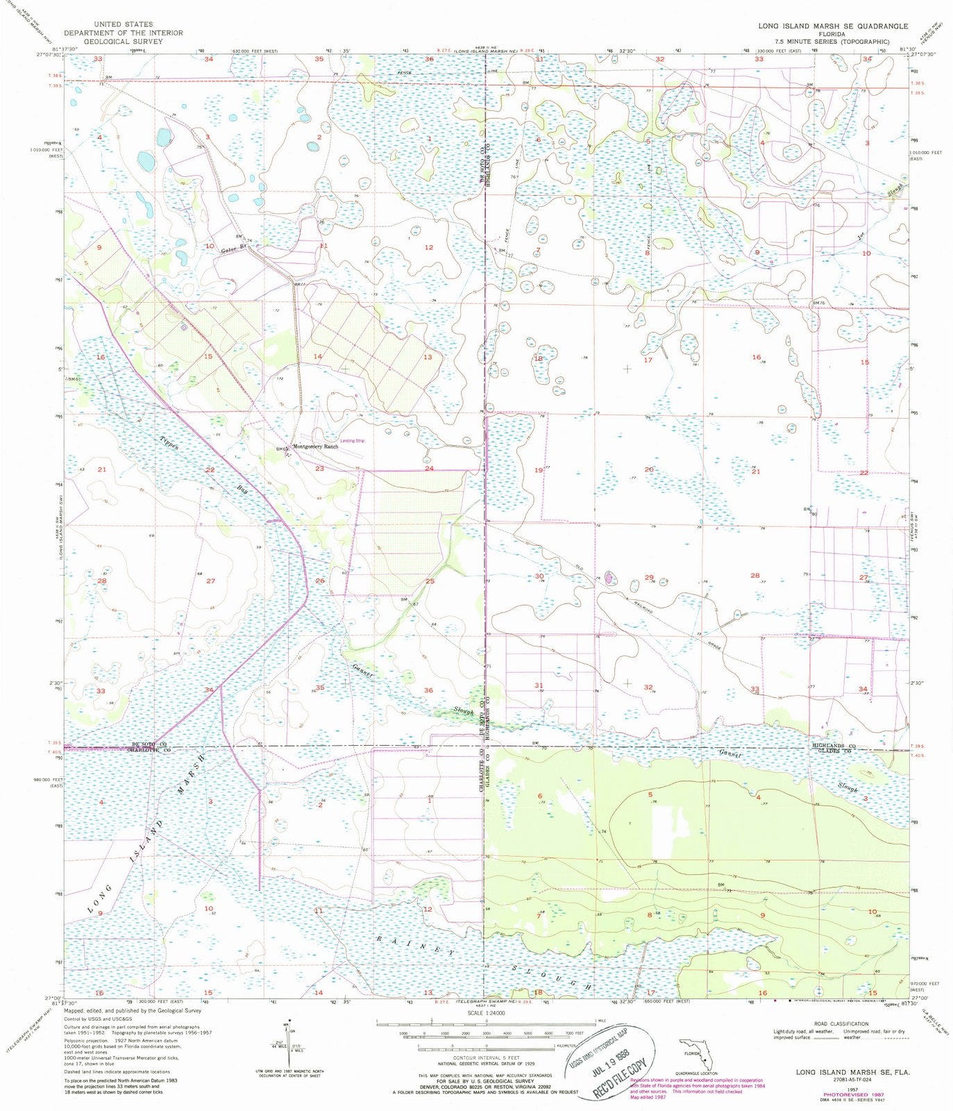 1957 Long Island Marsh, FL - Florida - USGS Topographic Map v3