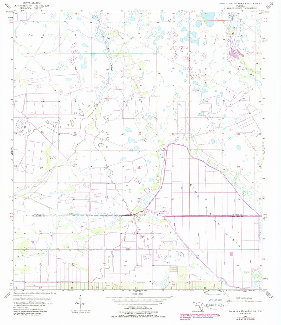 1956 Long Island Marsh, FL - Florida - USGS Topographic Map