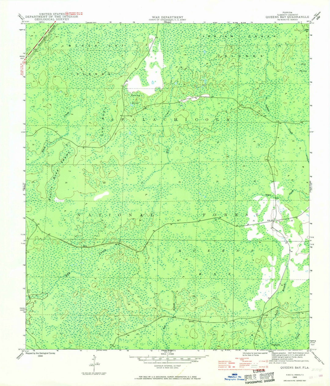 1944 Queens Bay, FL - Florida - USGS Topographic Map