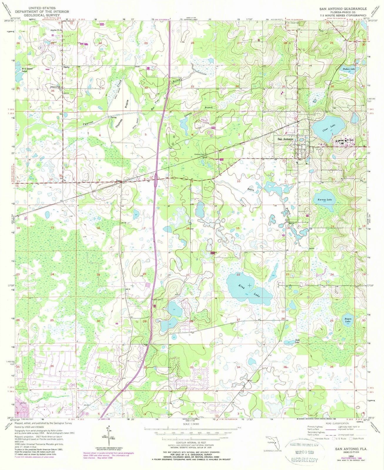 1954 San Antonio, FL - Florida - USGS Topographic Map