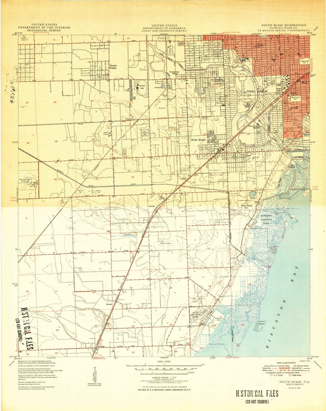 1950 South Miami, FL - Florida - USGS Topographic Map