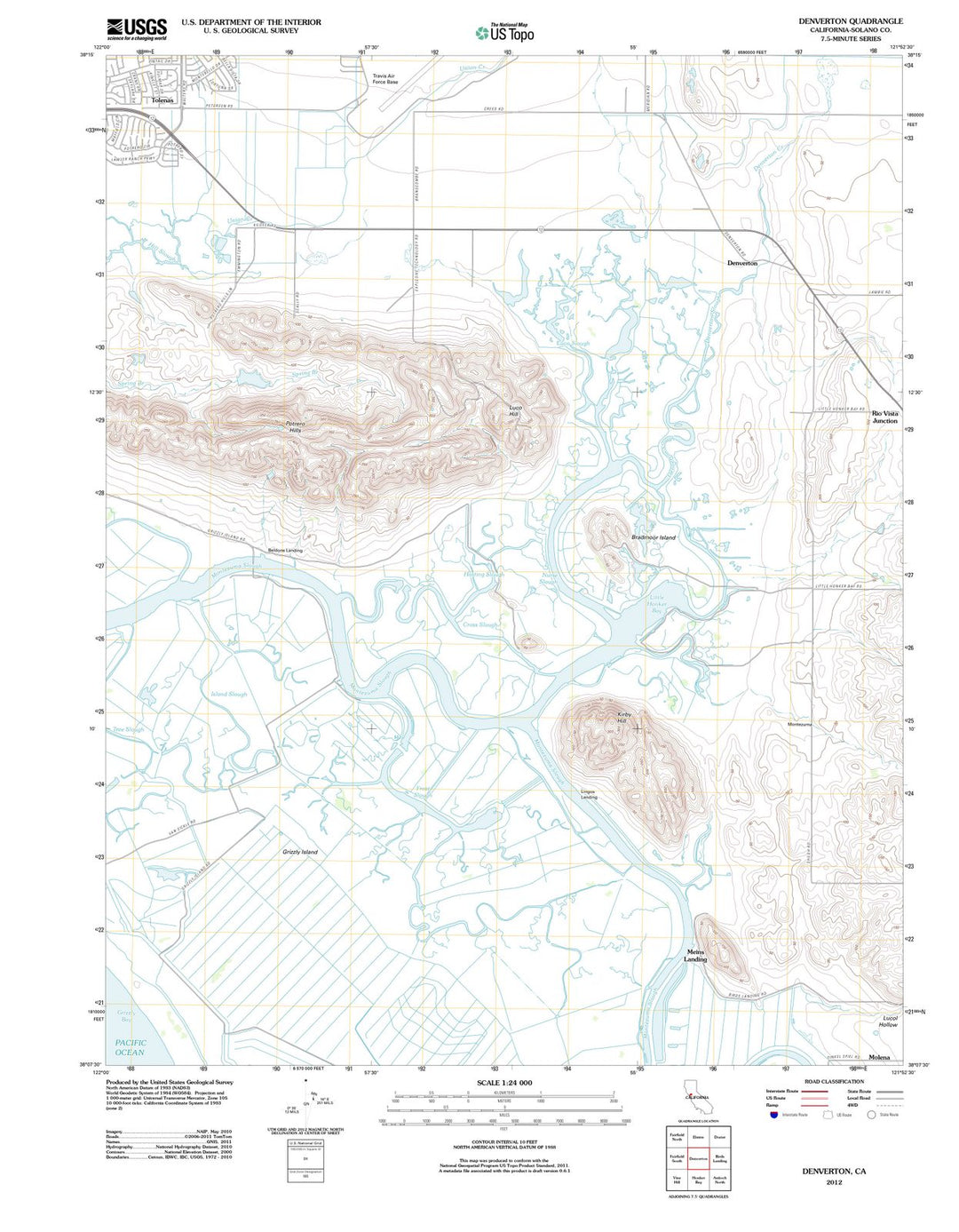 2012 Denverton, CA - California - USGS Topographic Map