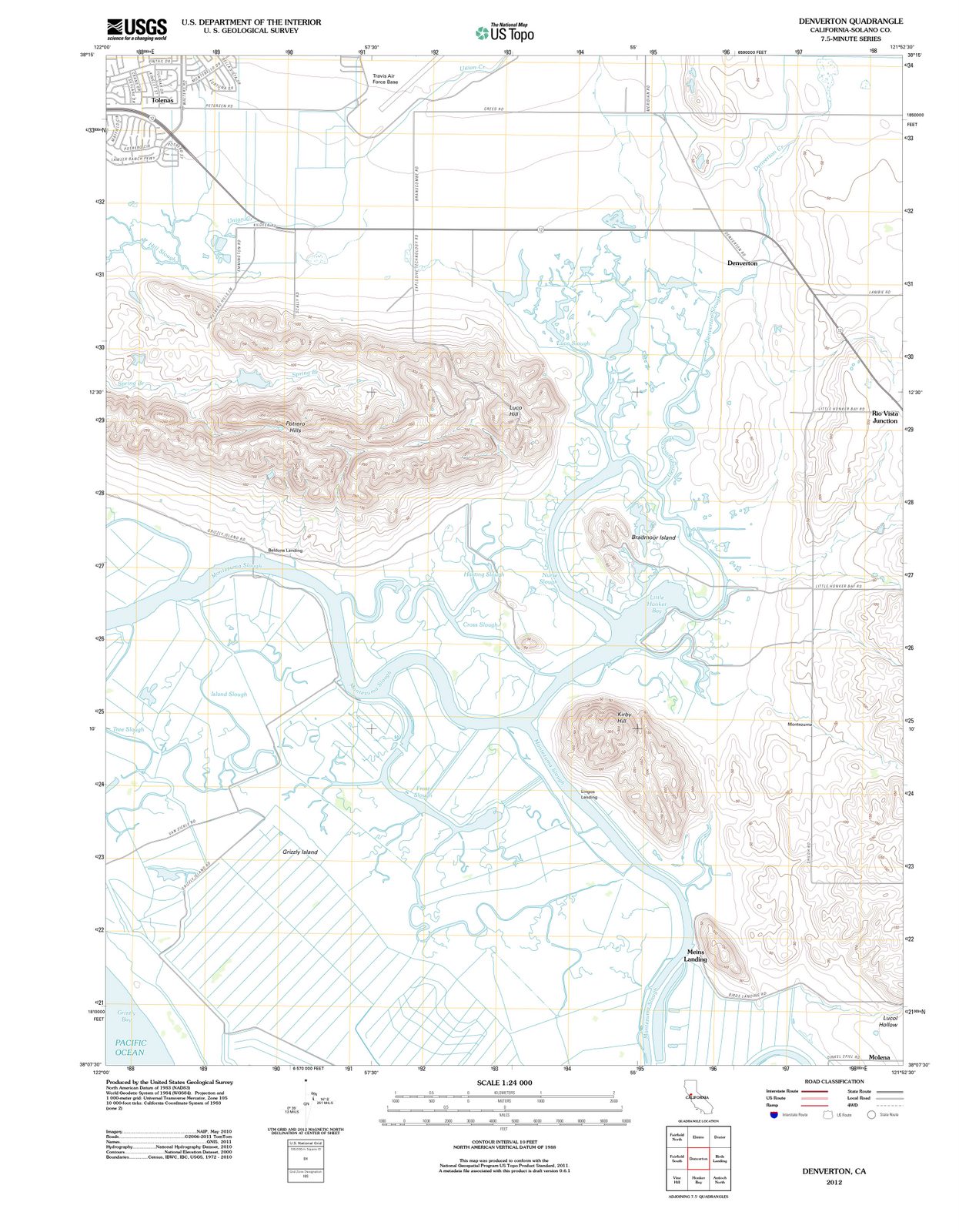 2012 Denverton, CA - California - USGS Topographic Map