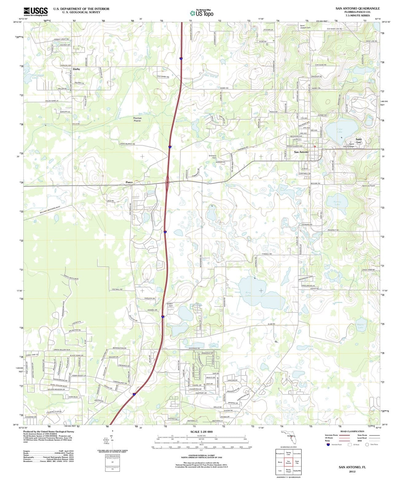 2012 San Antonio, FL - Florida - USGS Topographic Map