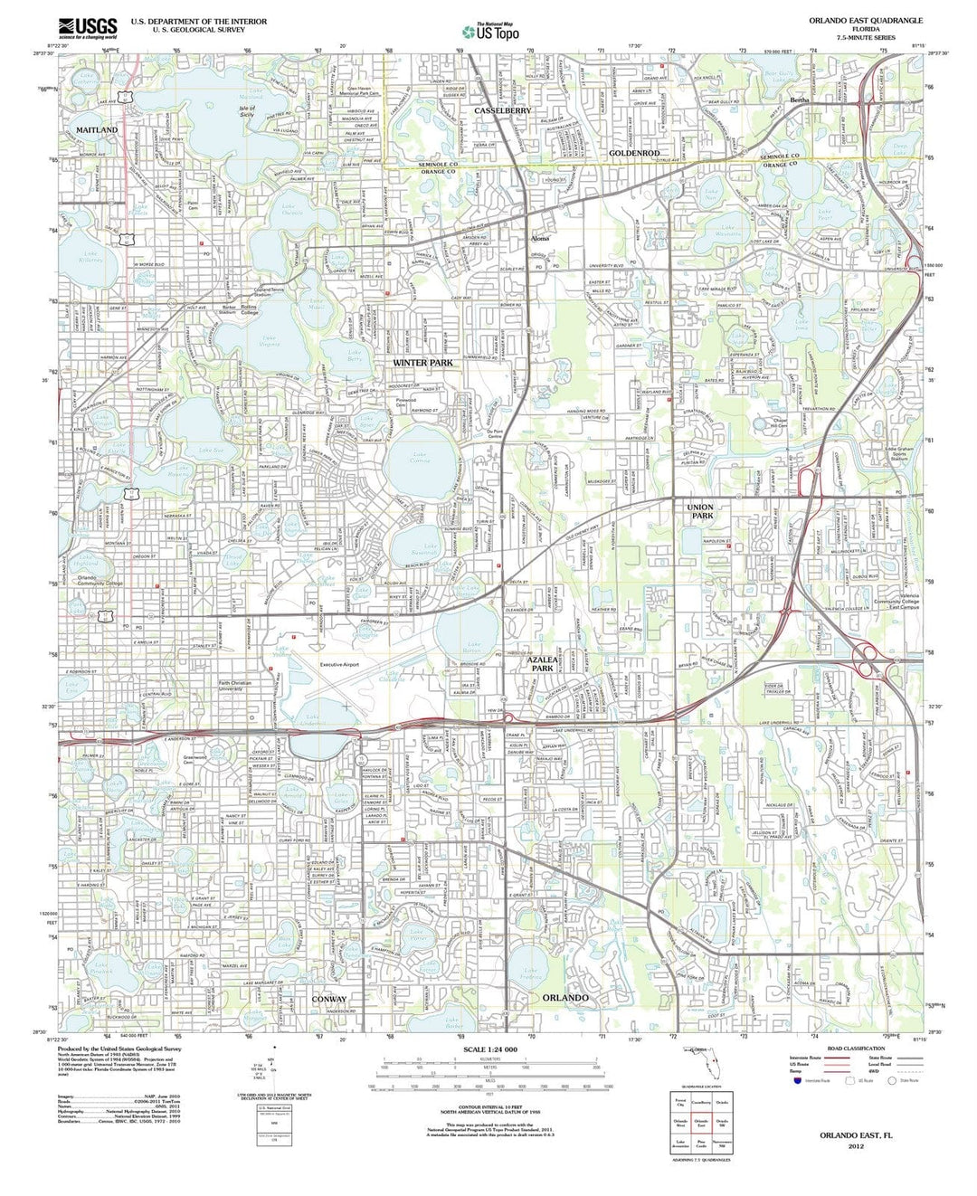 2012 Orlando East, FL - Florida - USGS Topographic Map