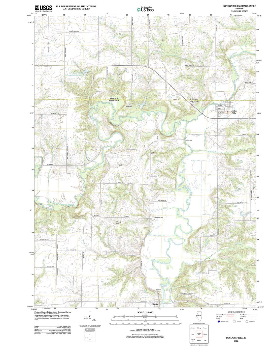 2012 London Mills, IL - Illinois - USGS Topographic Map