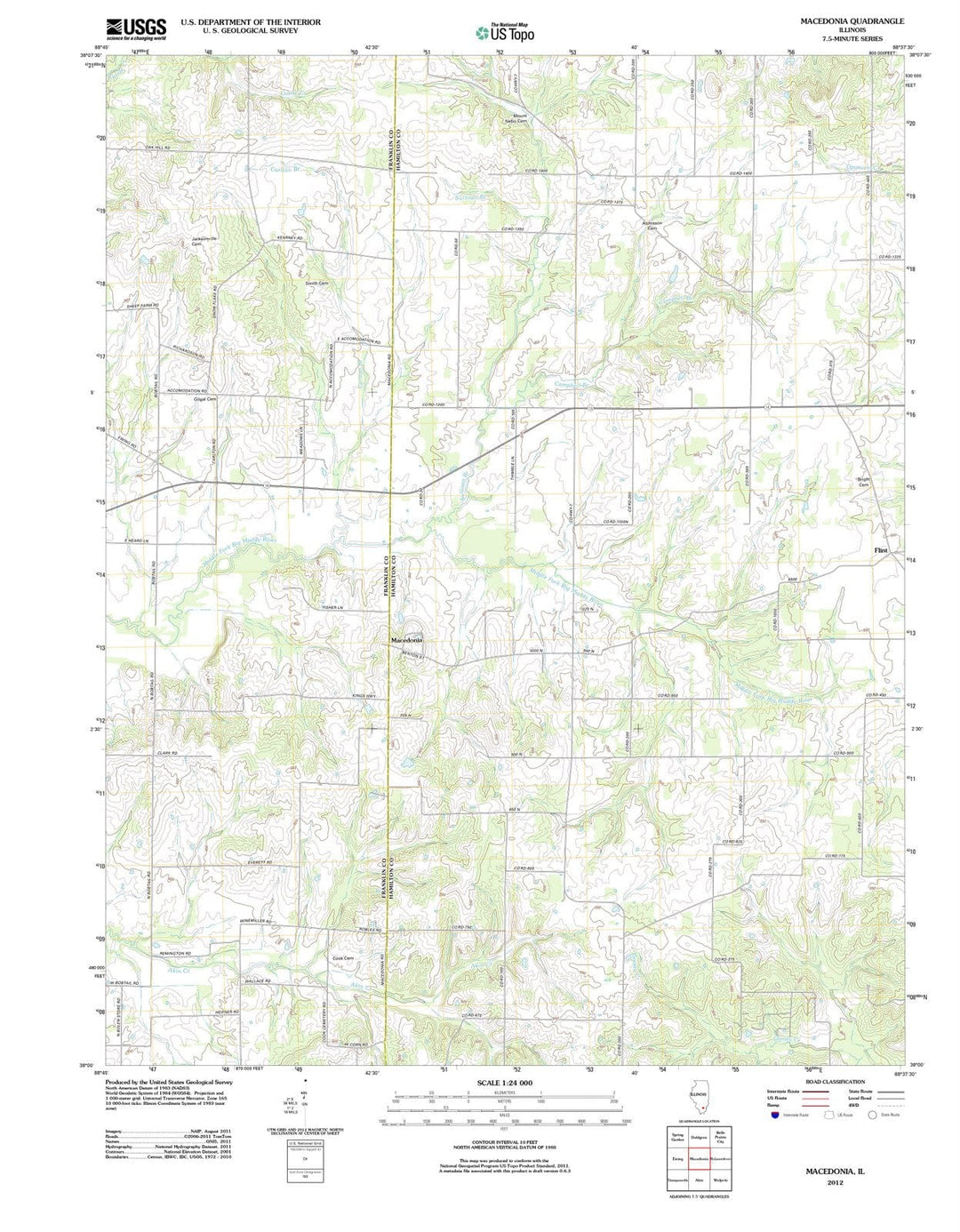 2012 Macedonia, IL - Illinois - USGS Topographic Map