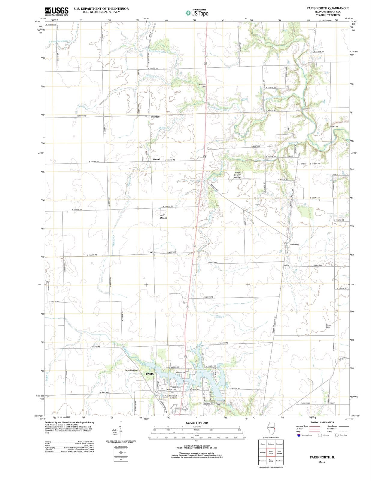 2012 Paris North, IL - Illinois - USGS Topographic Map