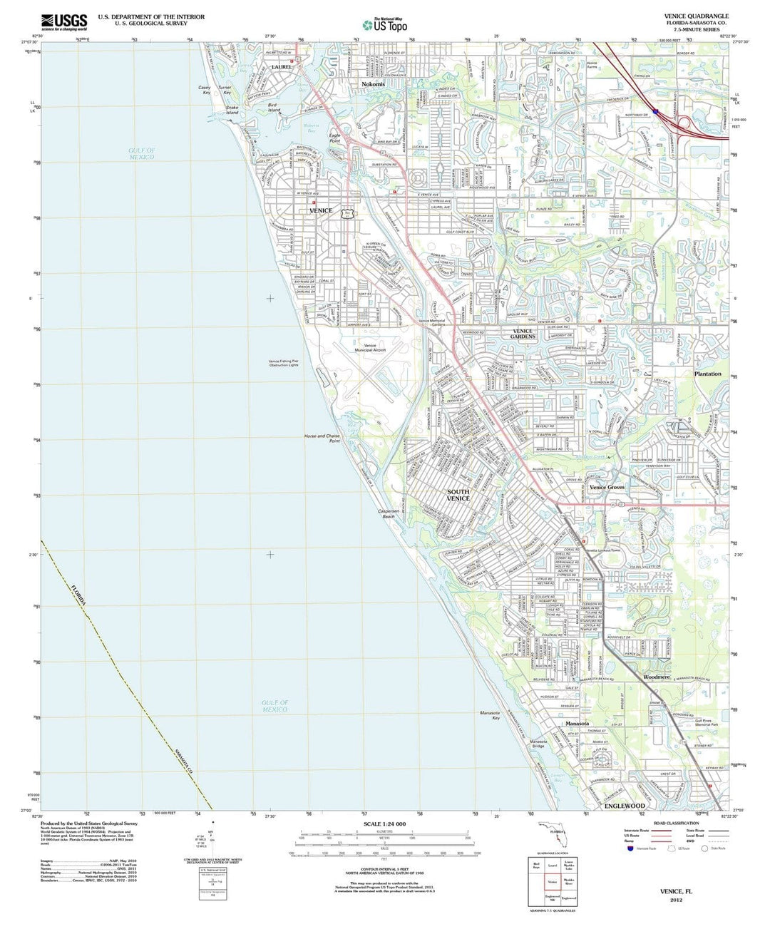 2012 Venice, FL - Florida - USGS Topographic Map