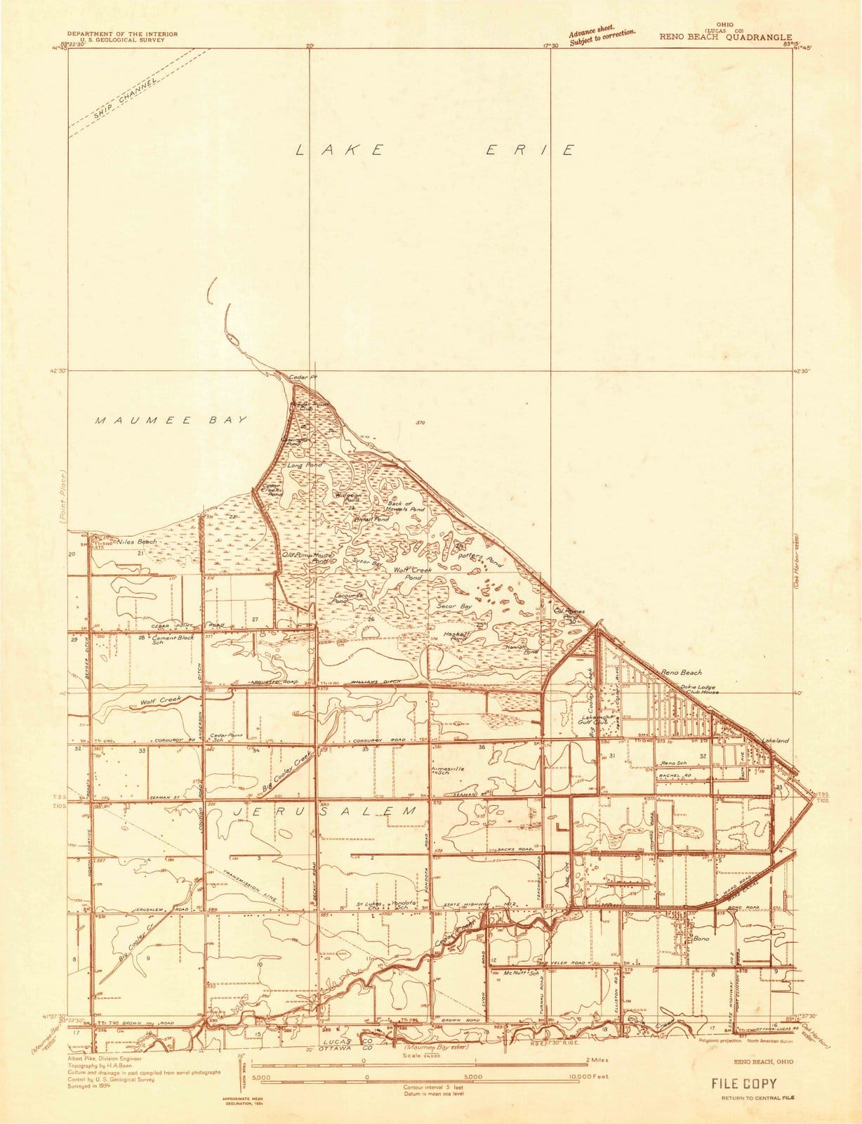 1934 Reno Beach, OH - Ohio - USGS Topographic Map