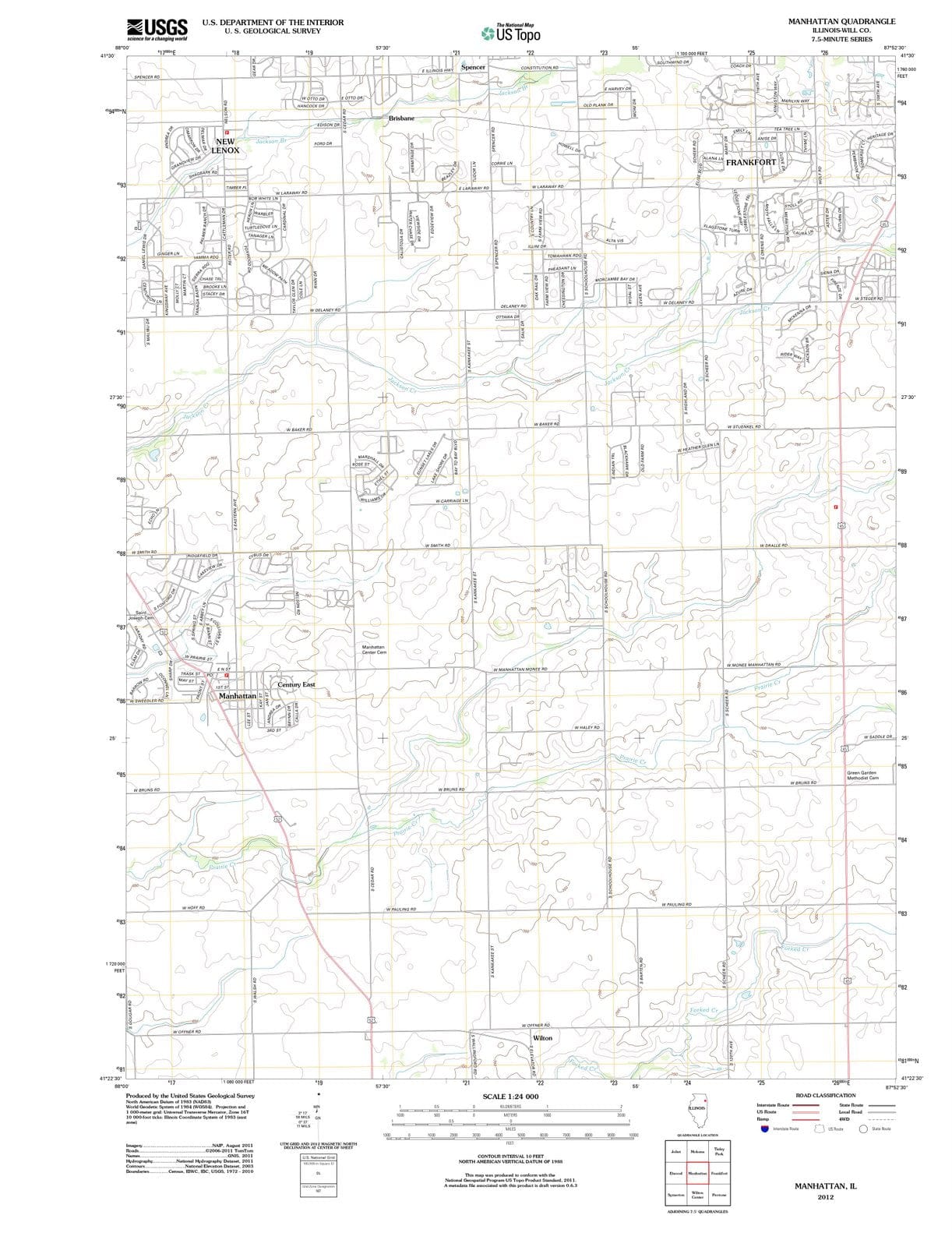 2012 Manhattan, IL - Illinois - USGS Topographic Map