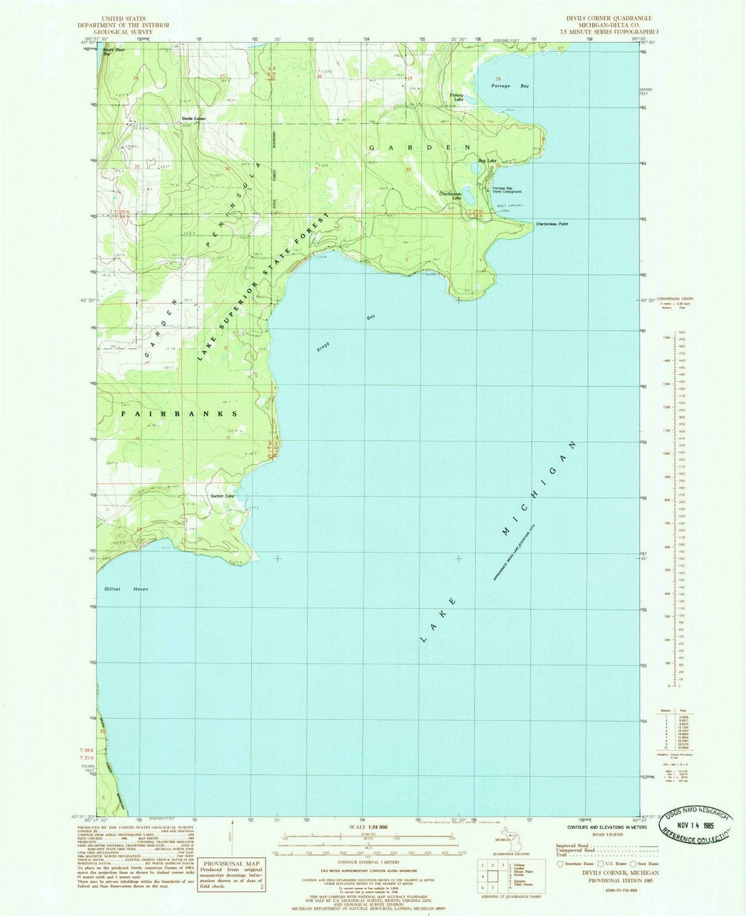 1985 Devils Corner, MI - Michigan - USGS Topographic Map