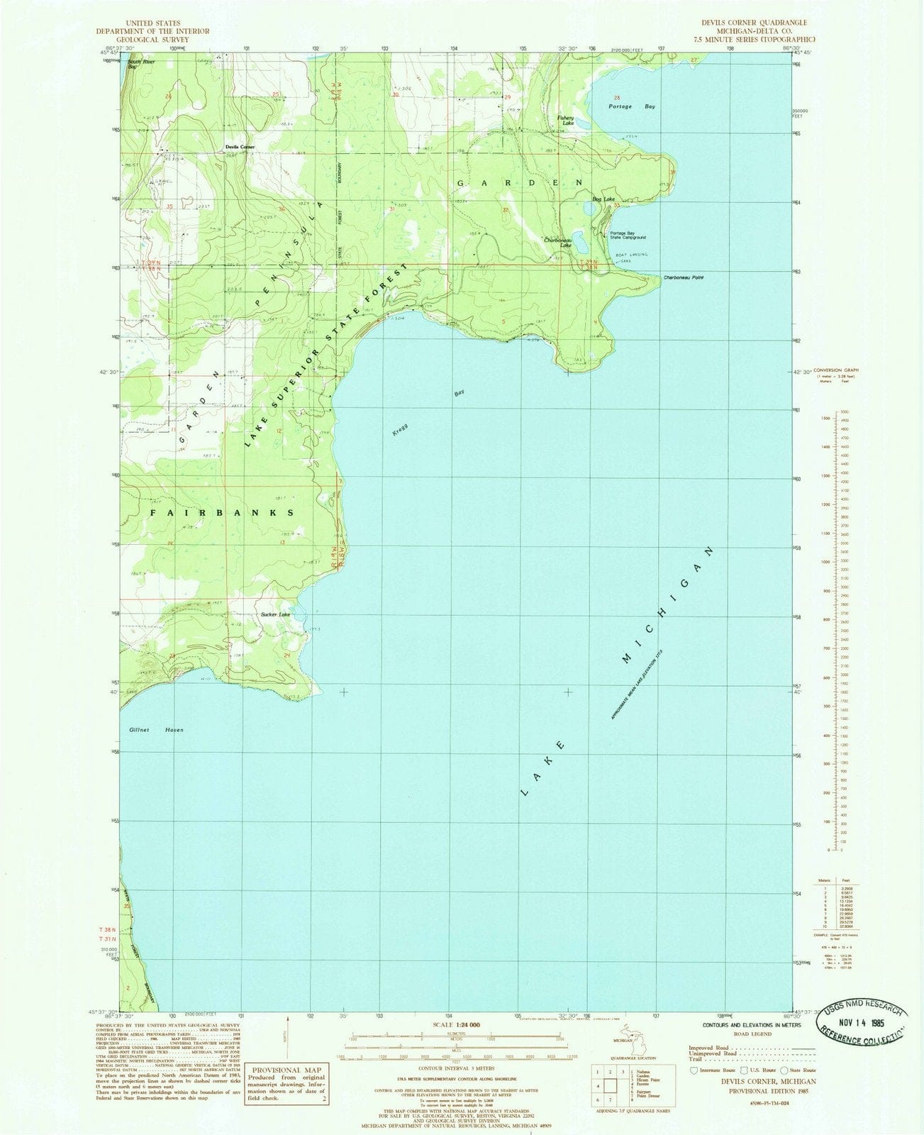 1985 Devils Corner, MI - Michigan - USGS Topographic Map