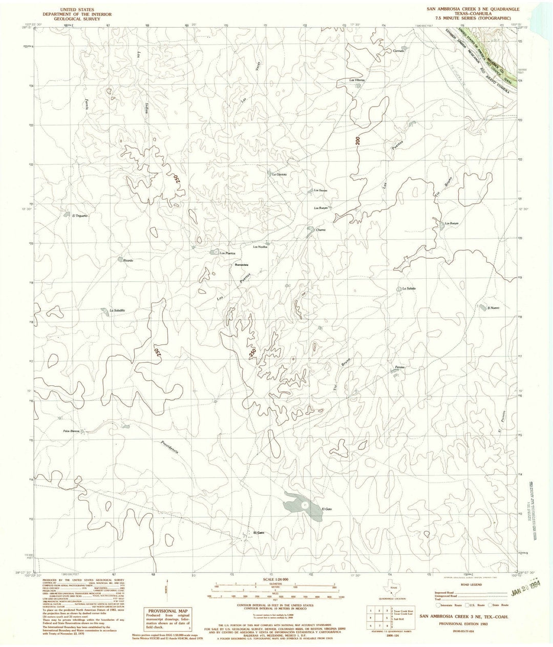 1983 San Ambrosia Creek 3, TX - Texas - USGS Topographic Map