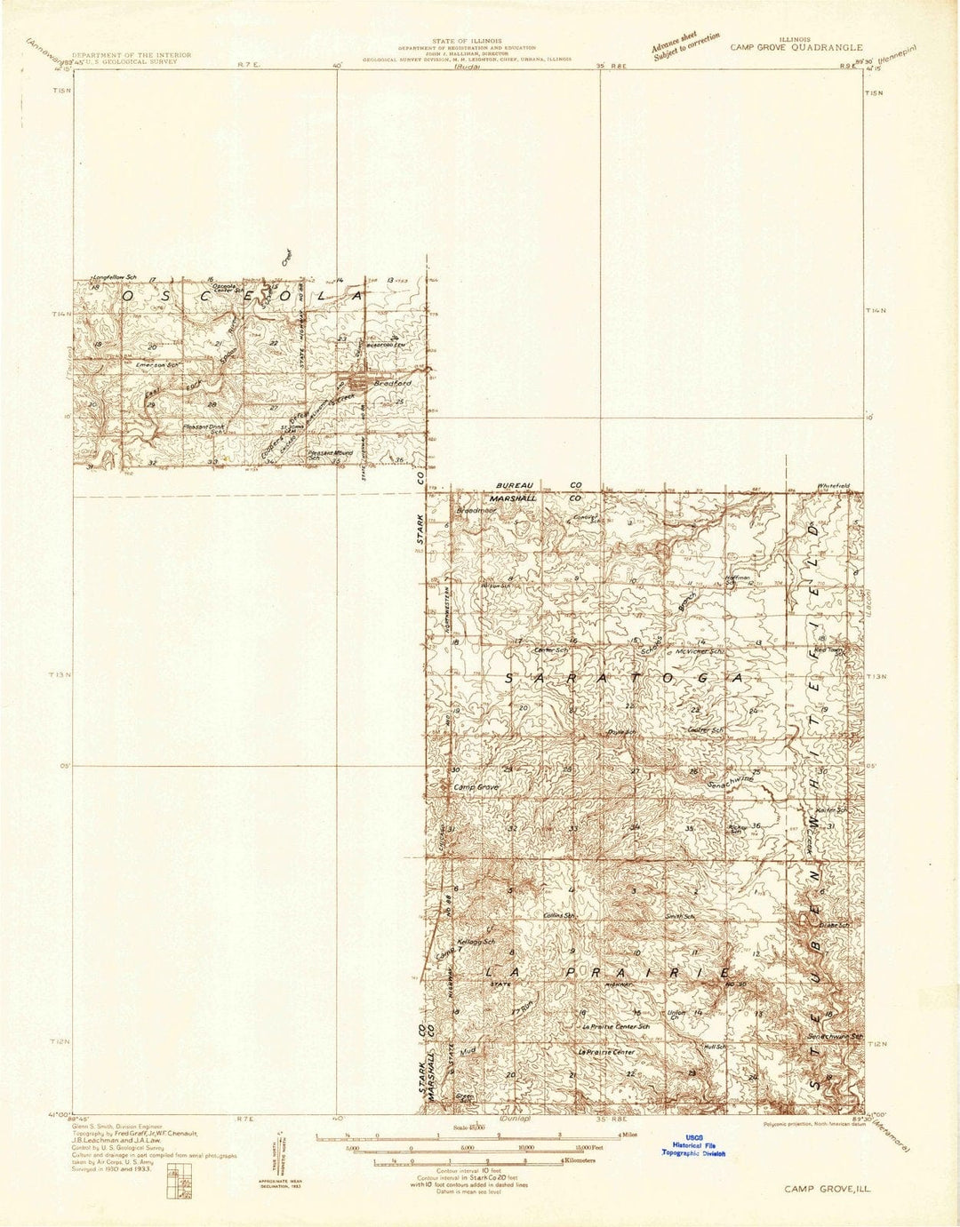 1933 Camp Grove, IL - Illinois - USGS Topographic Map