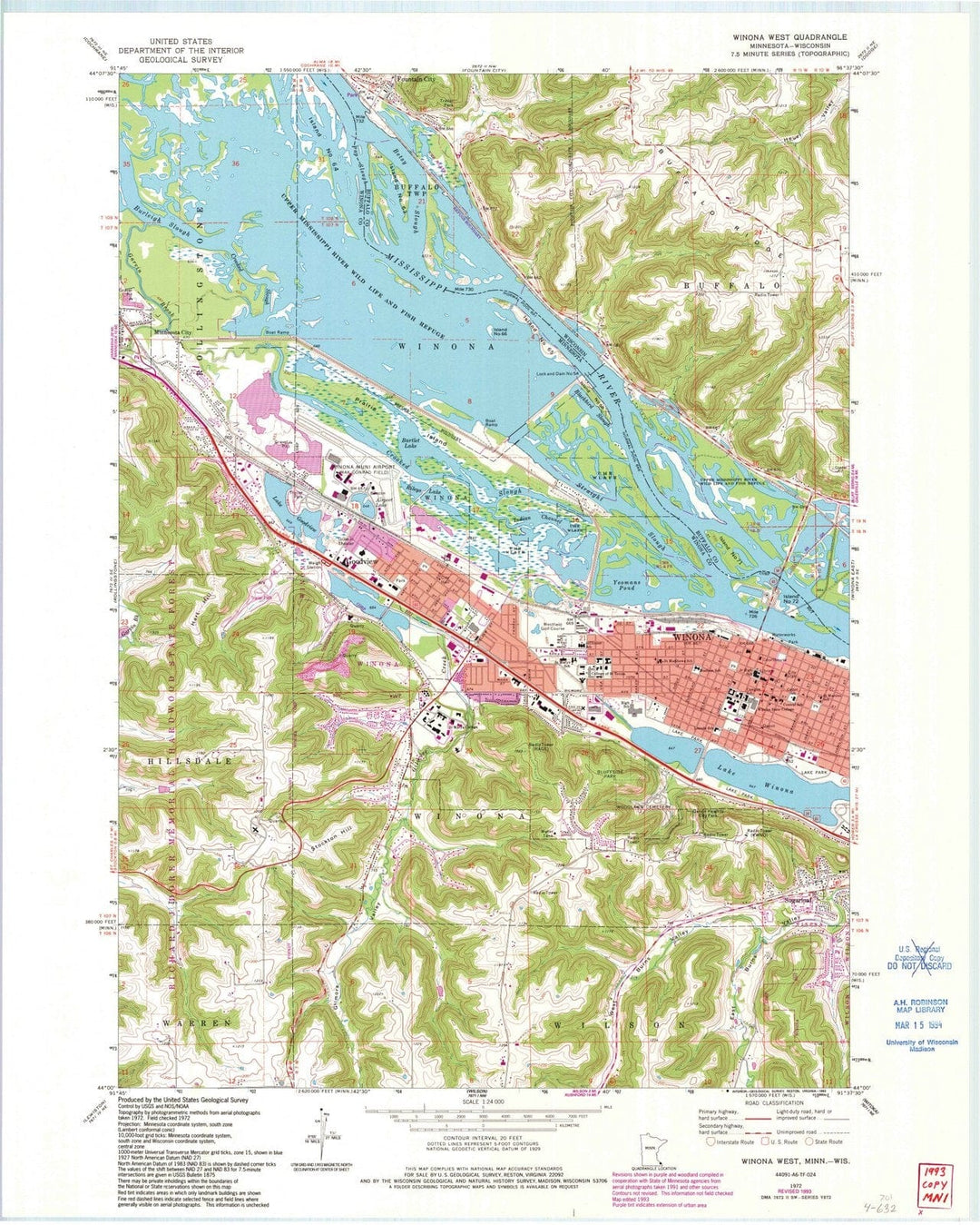 1972 Winona West, MN - Minnesota - USGS Topographic Map