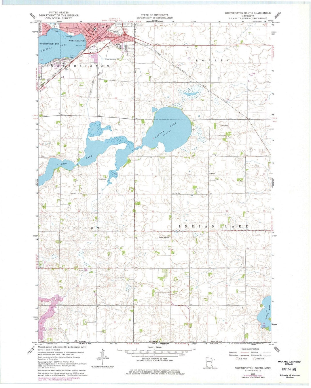 1960 Worthington, MN - Minnesota - USGS Topographic Map