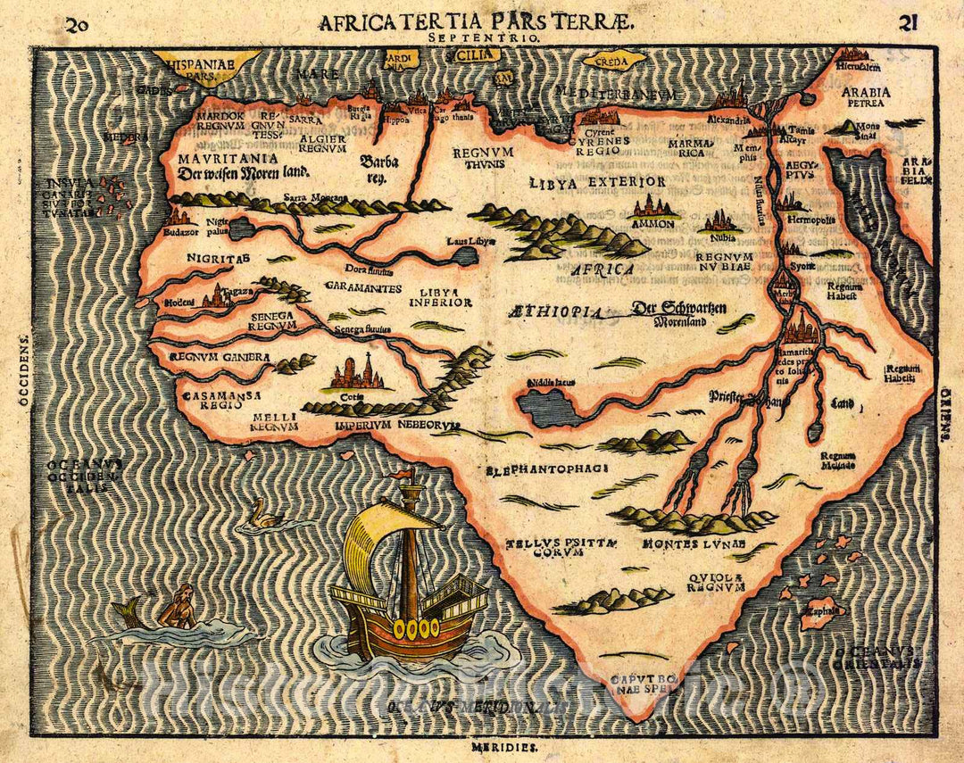 Historic Map : 1581 Africa Tertia Par Terrae : Vintage Wall Art