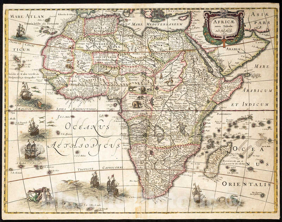 Historic Map : 1631 Africae nova tabula, auct. Hen. Hondio. : Vintage Wall Art