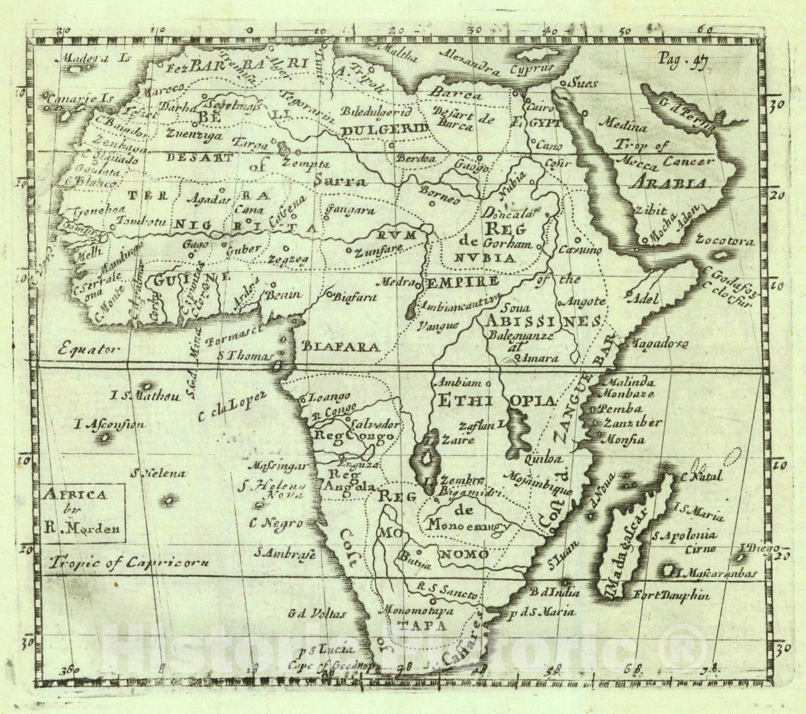 Historic Map : 1688 Africa : Vintage Wall Art