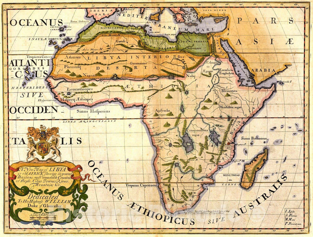 Historic Map : 1718 A New Map of Libya or Old Africa : Vintage Wall Art