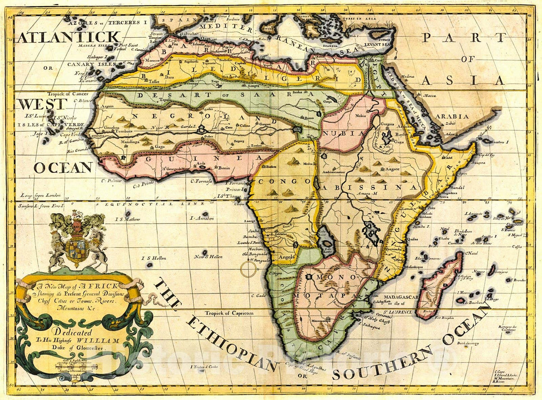 Historic Map : 1718 A New Map of Africa : Vintage Wall Art