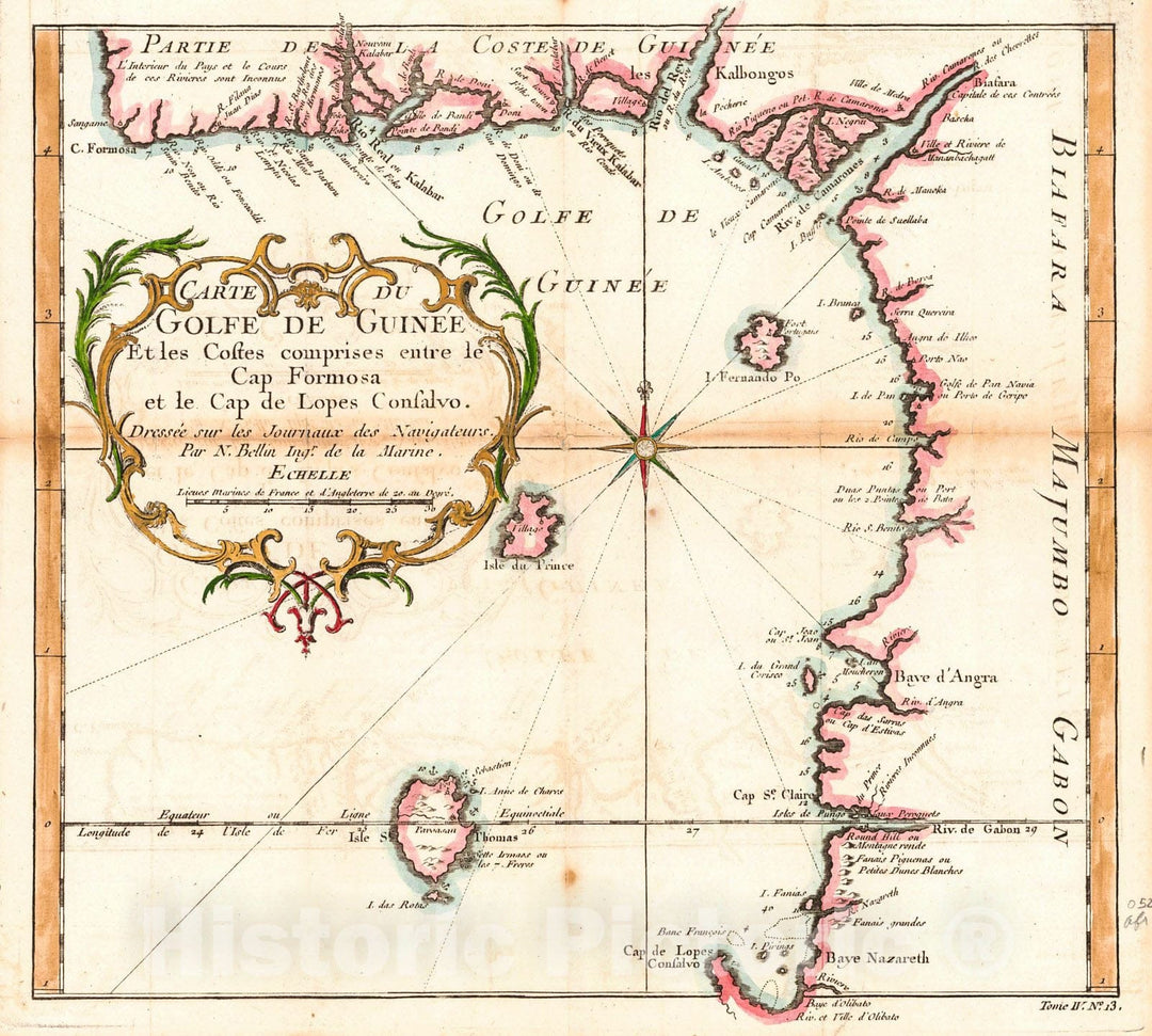 Historic Map : 1748 Carte De Golfe De Guin&eacute;e : Vintage Wall Art