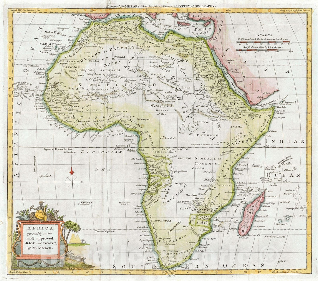 Historic Map : 1782 Africa, Agreeable to the Most Approved Maps and Charts : Vintage Wall Art