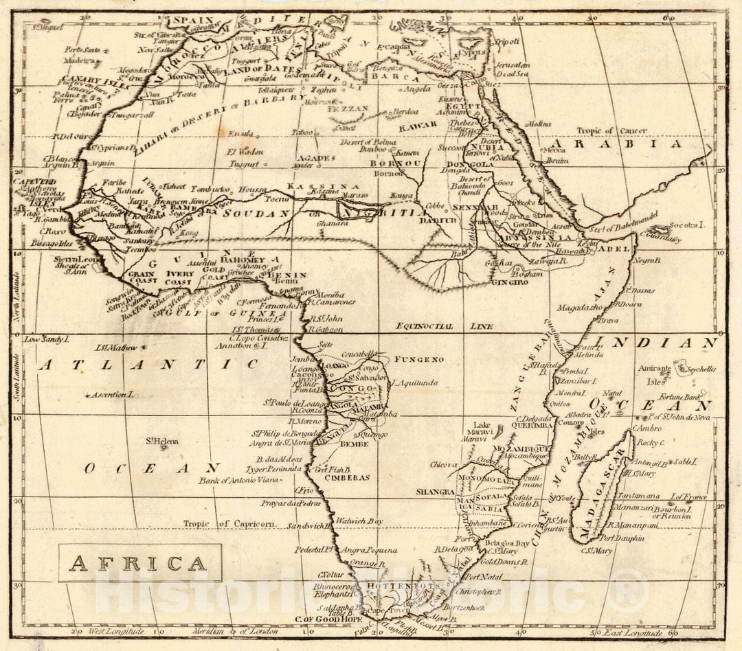 Historic Map : 1800 Africa : Vintage Wall Art