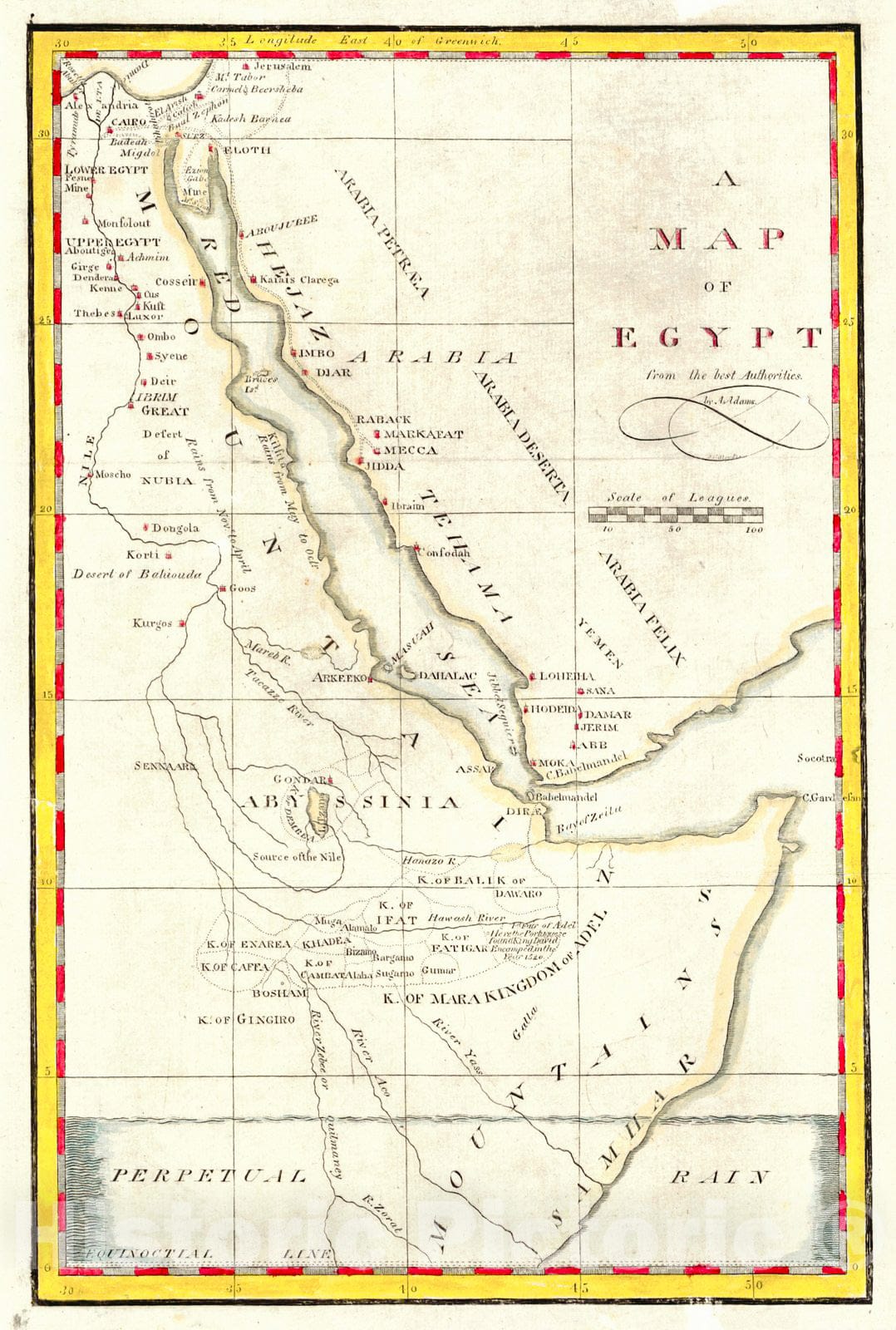 Historic Map : 1806 A Map of Egypt from the best Authorities : Vintage Wall Art