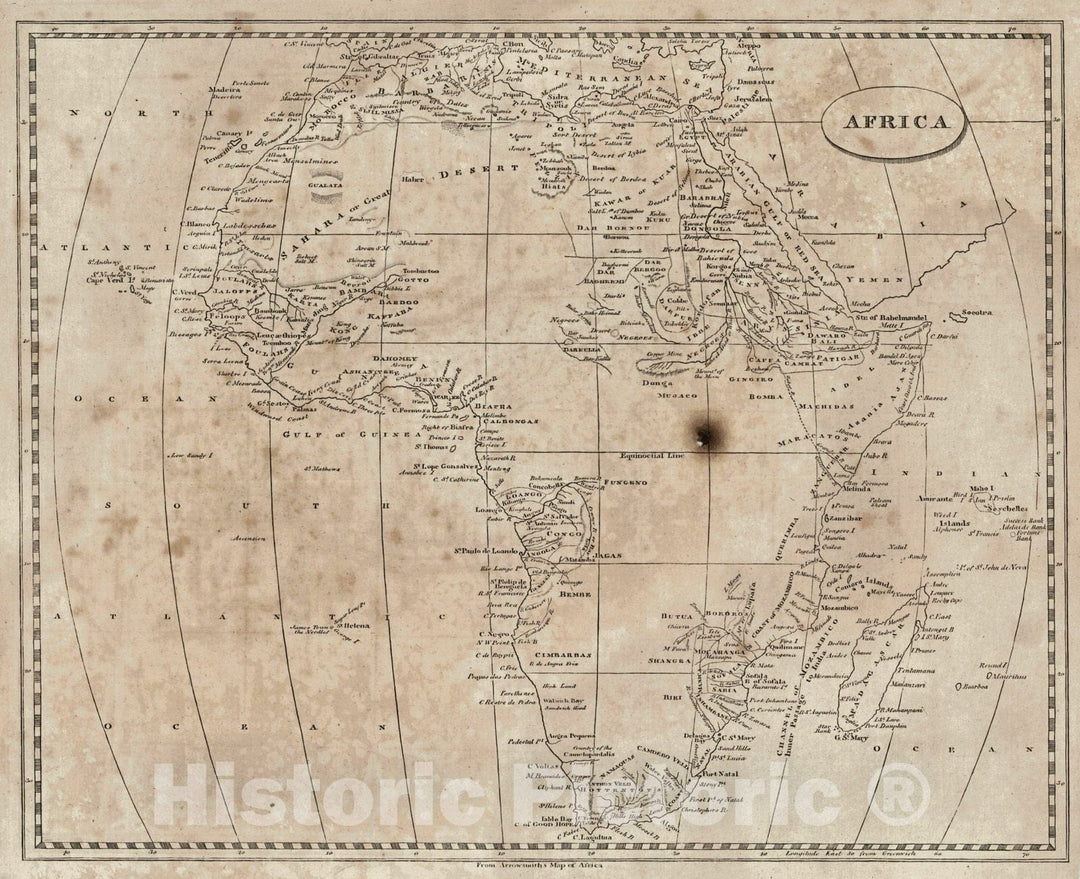 Historic Map : 1819 Africa : Vintage Wall Art