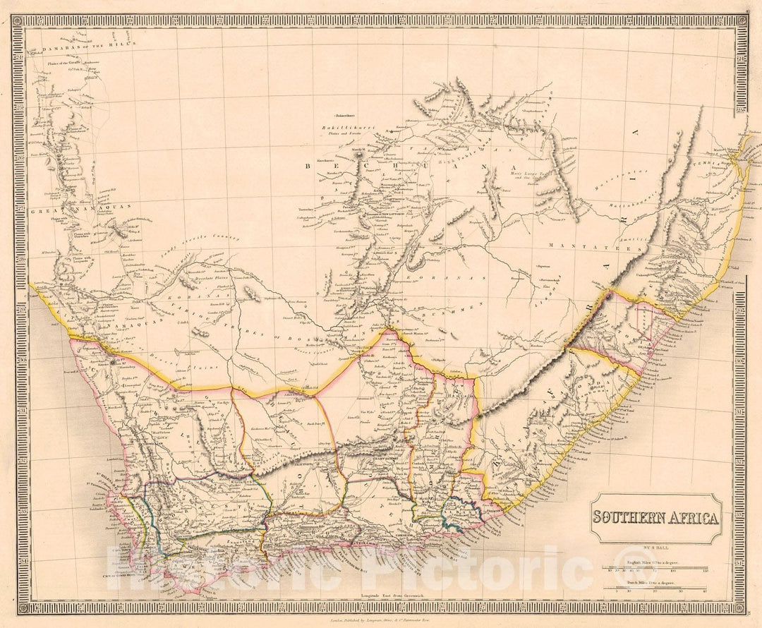 Historic Map : 1829 Southern Africa : Vintage Wall Art