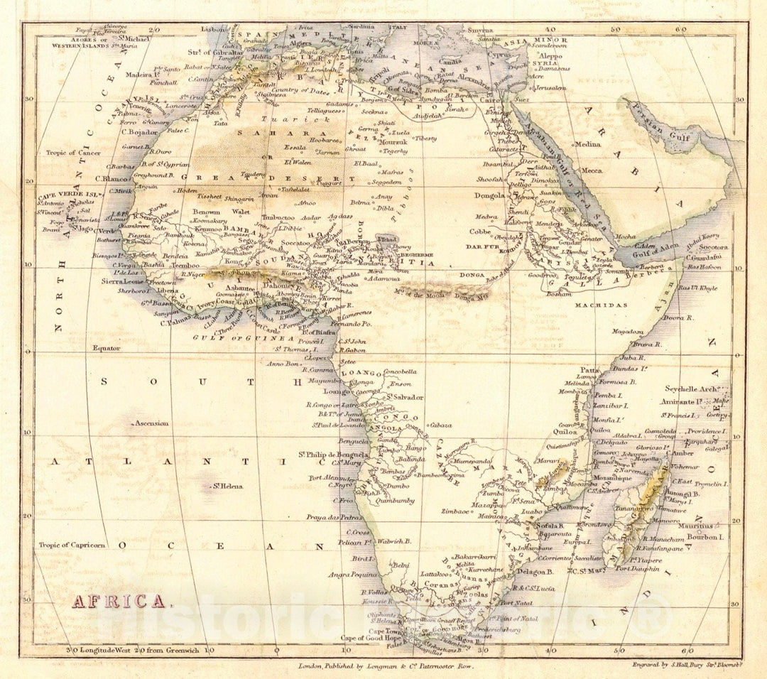 Historic Map : 1830 Africa : Vintage Wall Art