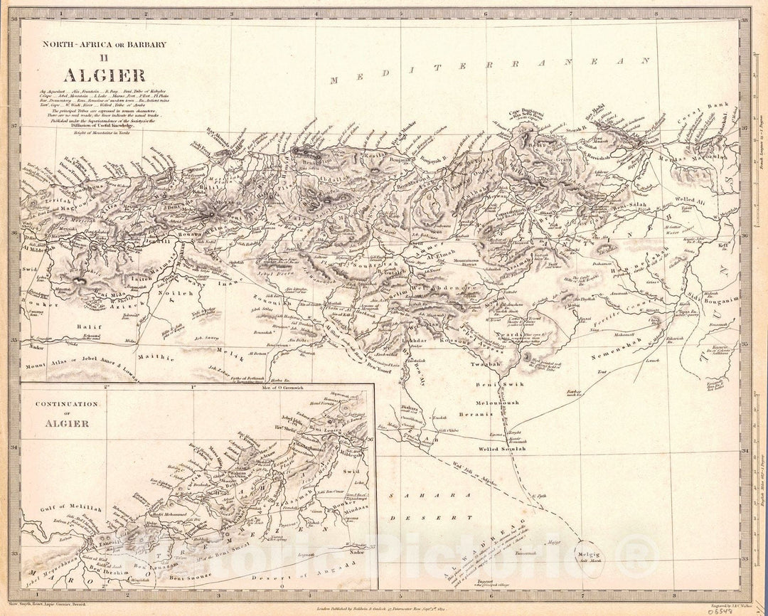 Historic Map : 1834 North Africa or Barbary II Algier : Vintage Wall Art