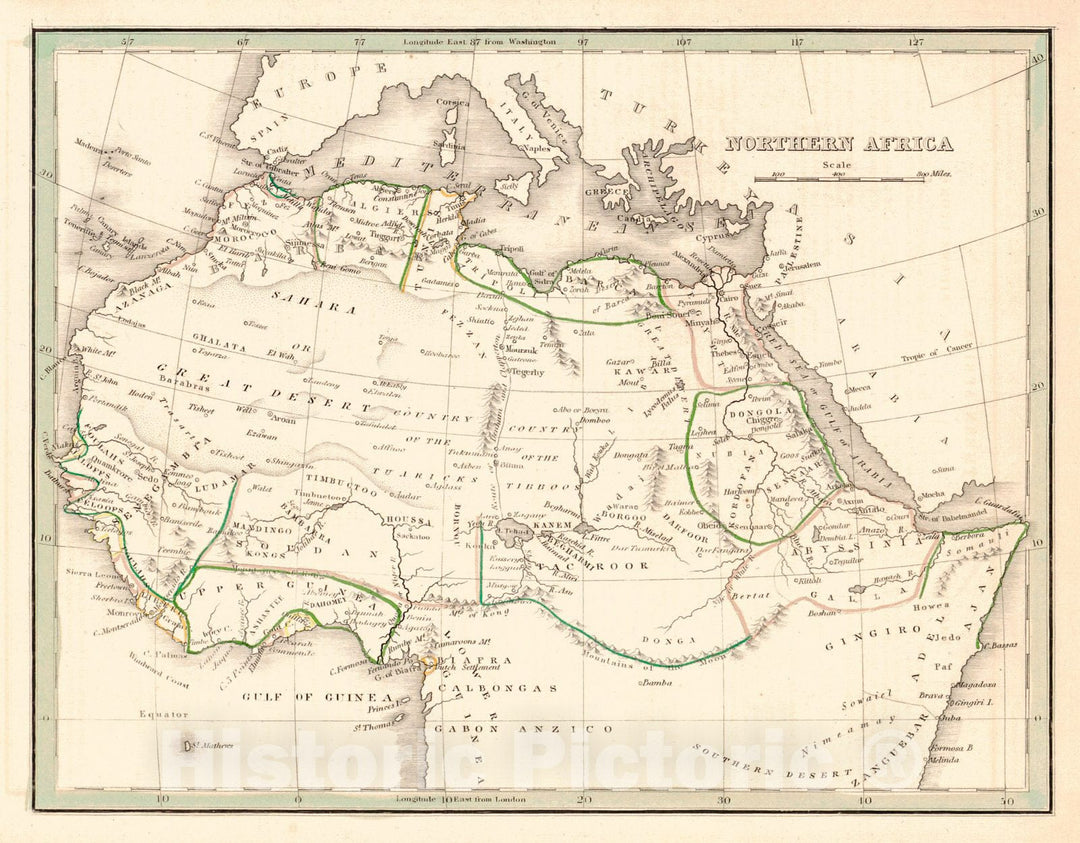 Historic Map : 1835 Northern Africa : Vintage Wall Art