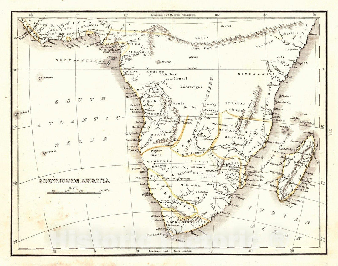 Historic Map : 1835 Southern Africa : Vintage Wall Art