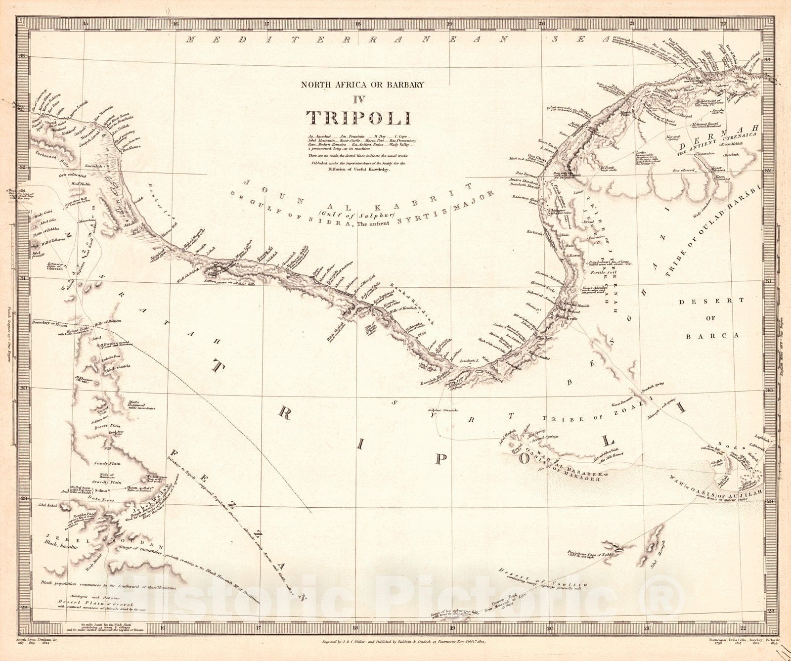 Historic Map : 1837 North Africa or Barbary IV Tripoli : Vintage Wall Art