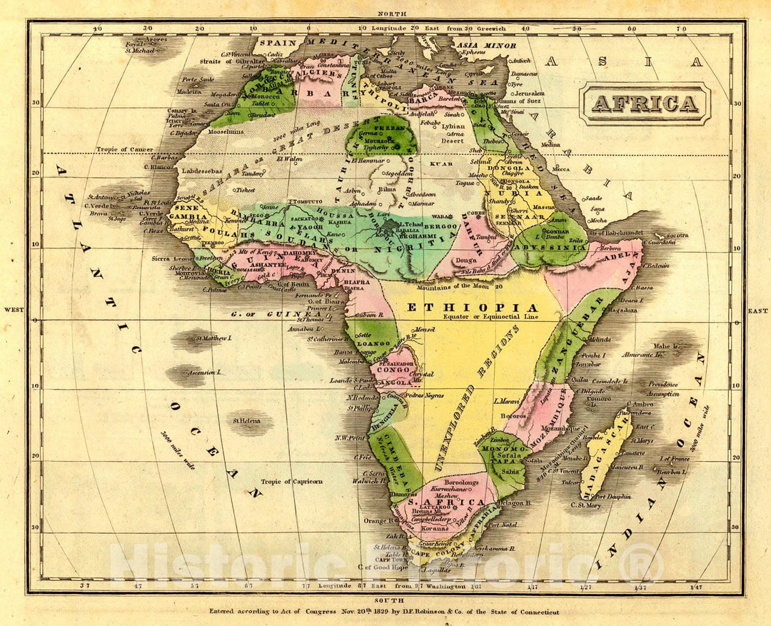 Historic Map : 1837 Africa : Vintage Wall Art