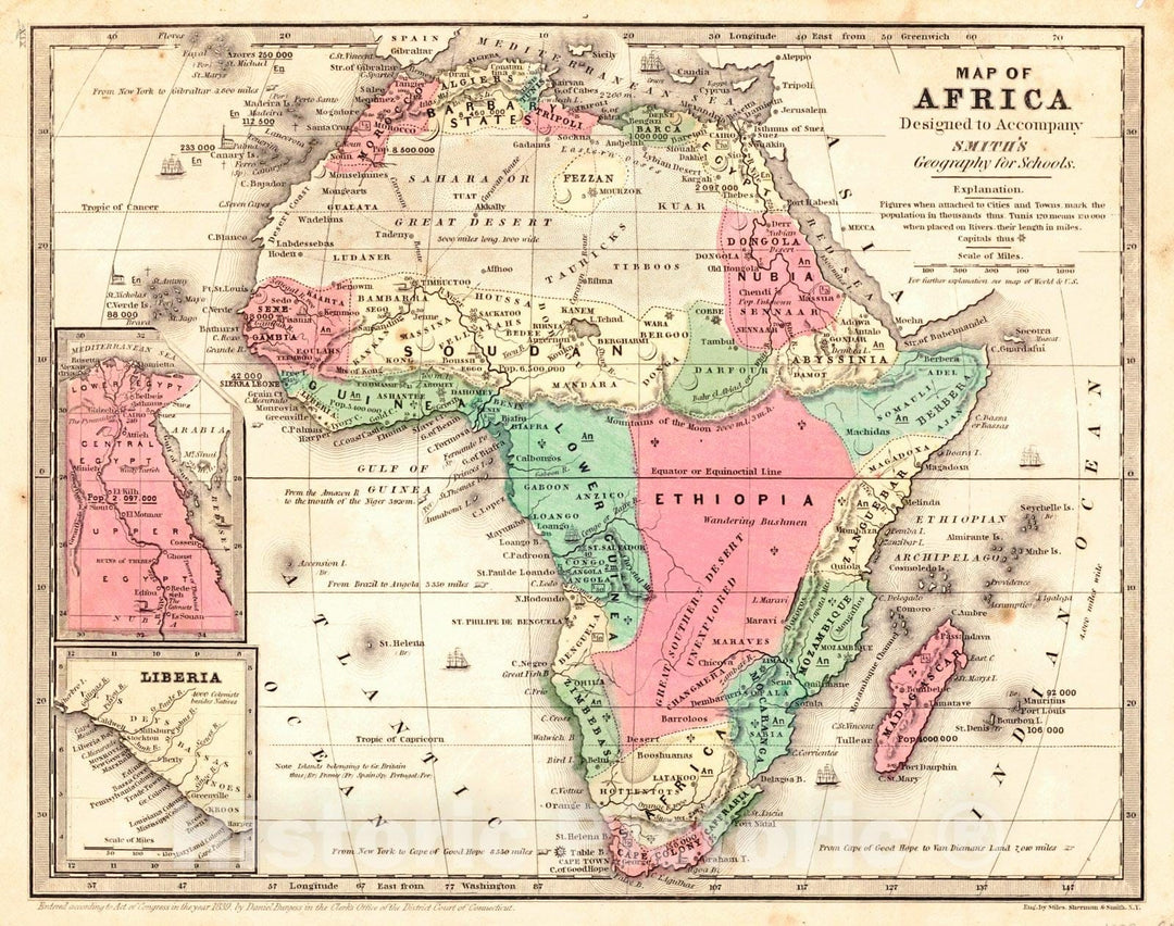 Historic Map : 1839 Map of Africa : Vintage Wall Art