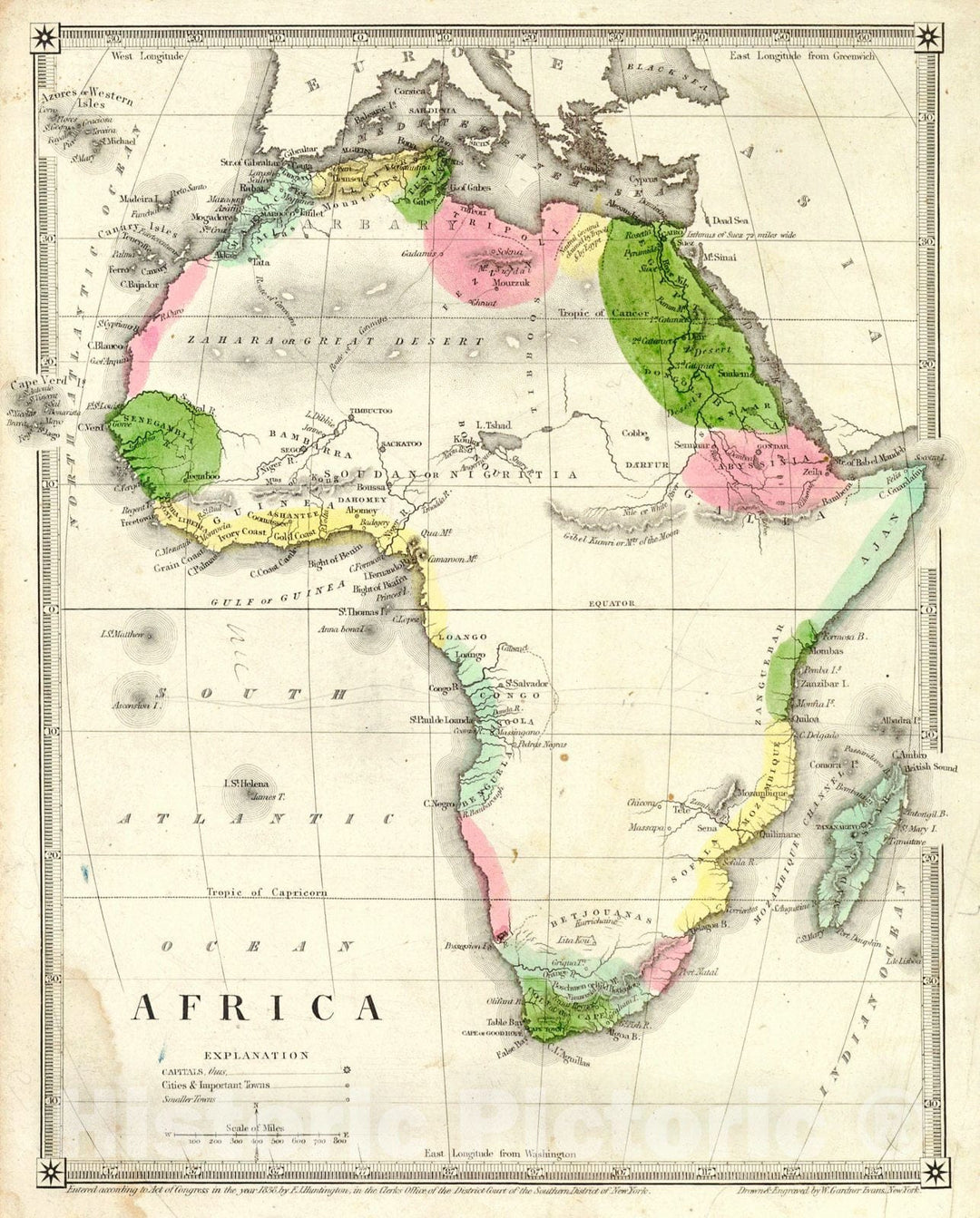 Historic Map : 1839 Africa : Vintage Wall Art