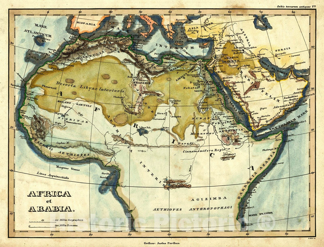 Historic Map : 1839 Africa et Arabia : Vintage Wall Art