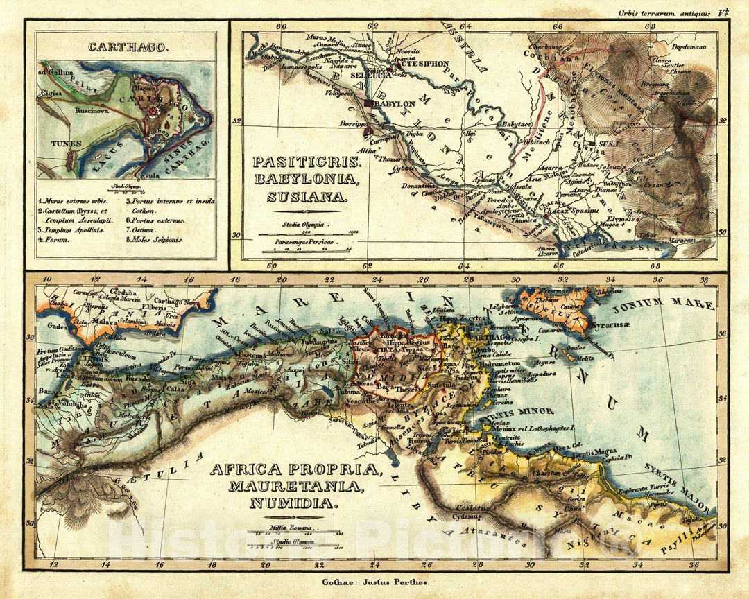 Historic Map : 1839 Africa Propria, Mauretania, Numibia : Vintage Wall Art