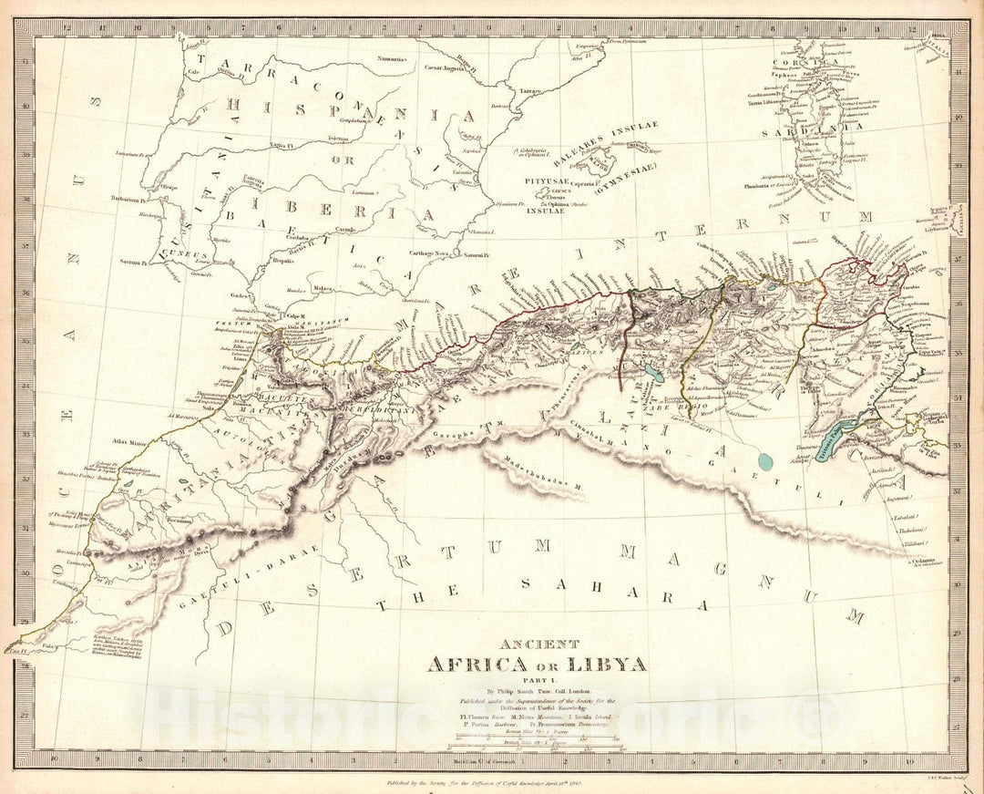 Historic Map : 1840 Ancient Africa or Lybia Part I : Vintage Wall Art