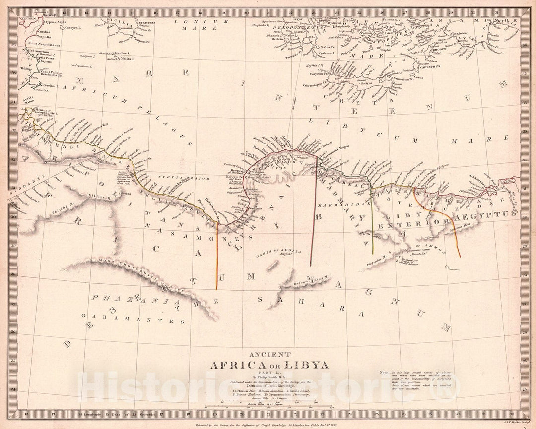 Historic Map : 1840 Ancient Africa or Lybia Part II : Vintage Wall Art