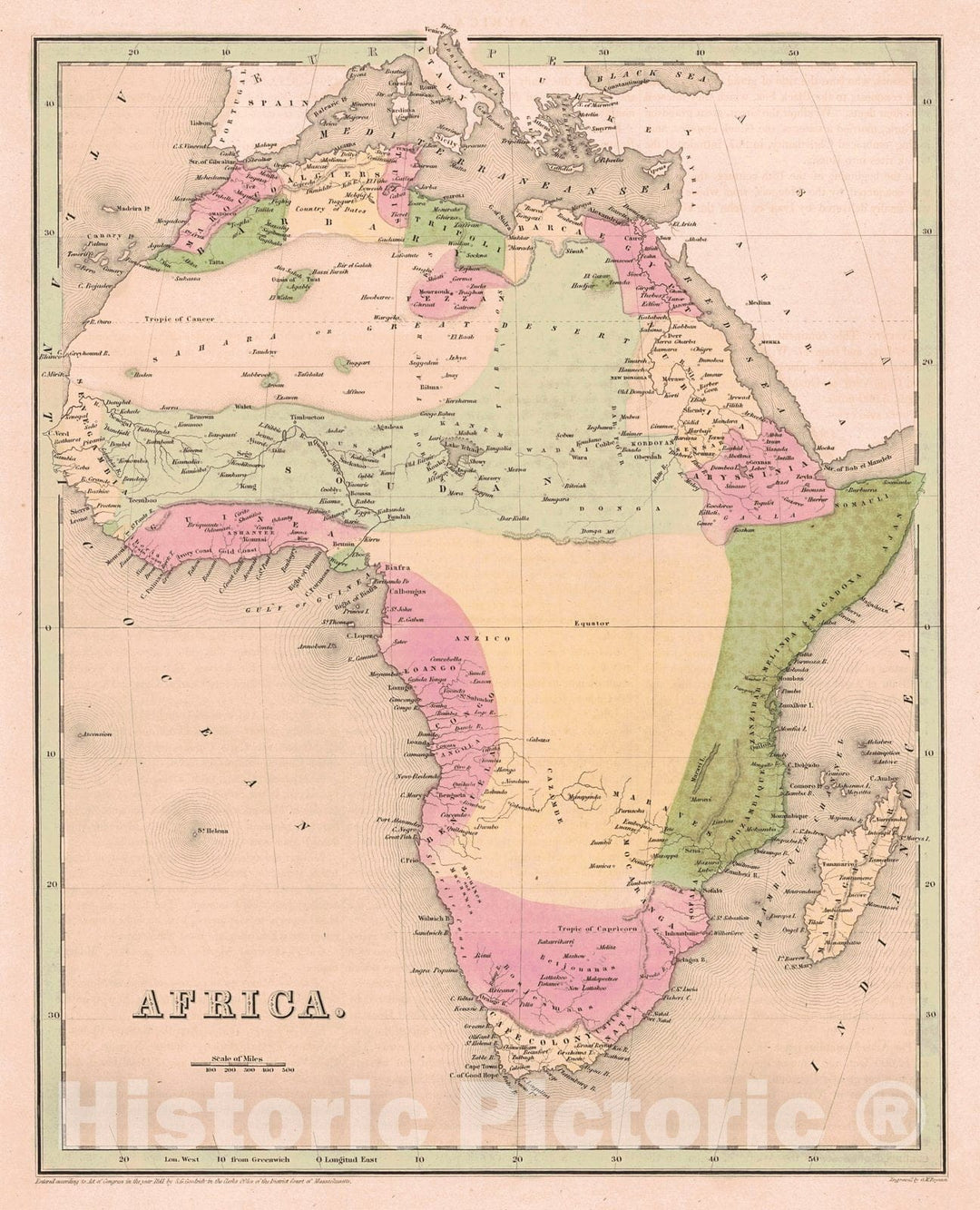 Historic Map : 1841 Africa : Vintage Wall Art